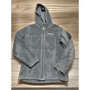 Columbia Child Navy Blue Hooded Fleece Jacket Full Zip Size S 8 Polyester